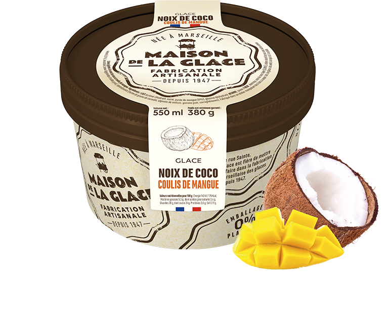 500 ml glace noix coco coulis mangue pot Maison de la glace France