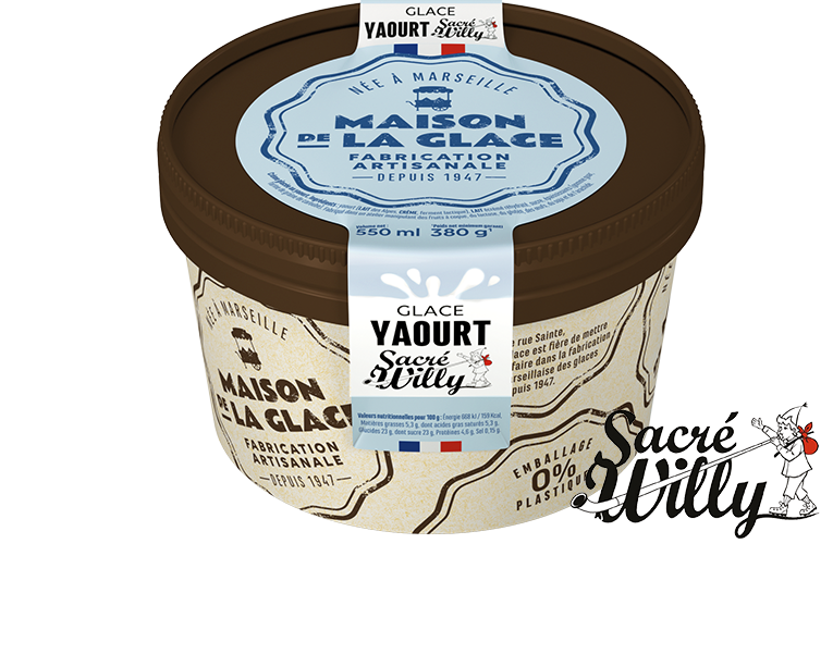 Pot fabrication locale 500 ml glace yaourt Sacré Willy Maison de la glace