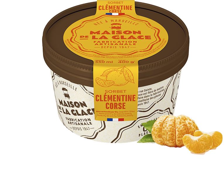 Maison de la Glace pot 500 ml sorbet parfum clémentine corse locale