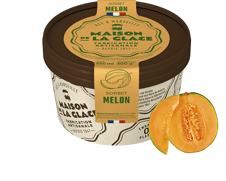 Pot sorbet Maison de la Glace 500 ml melon provence artisanale