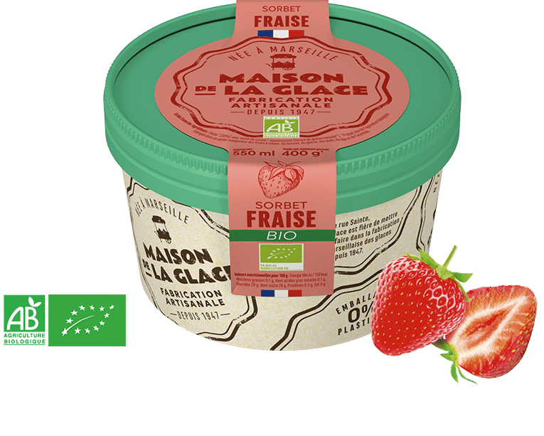 Pot bio sorbet fraise - Maison de la Glace