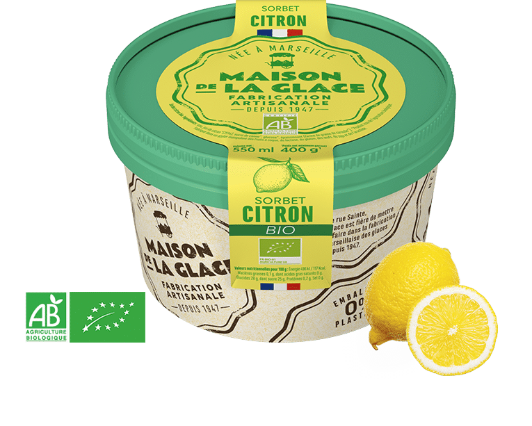 Pot bio sorbets citron - Maison de la Glace